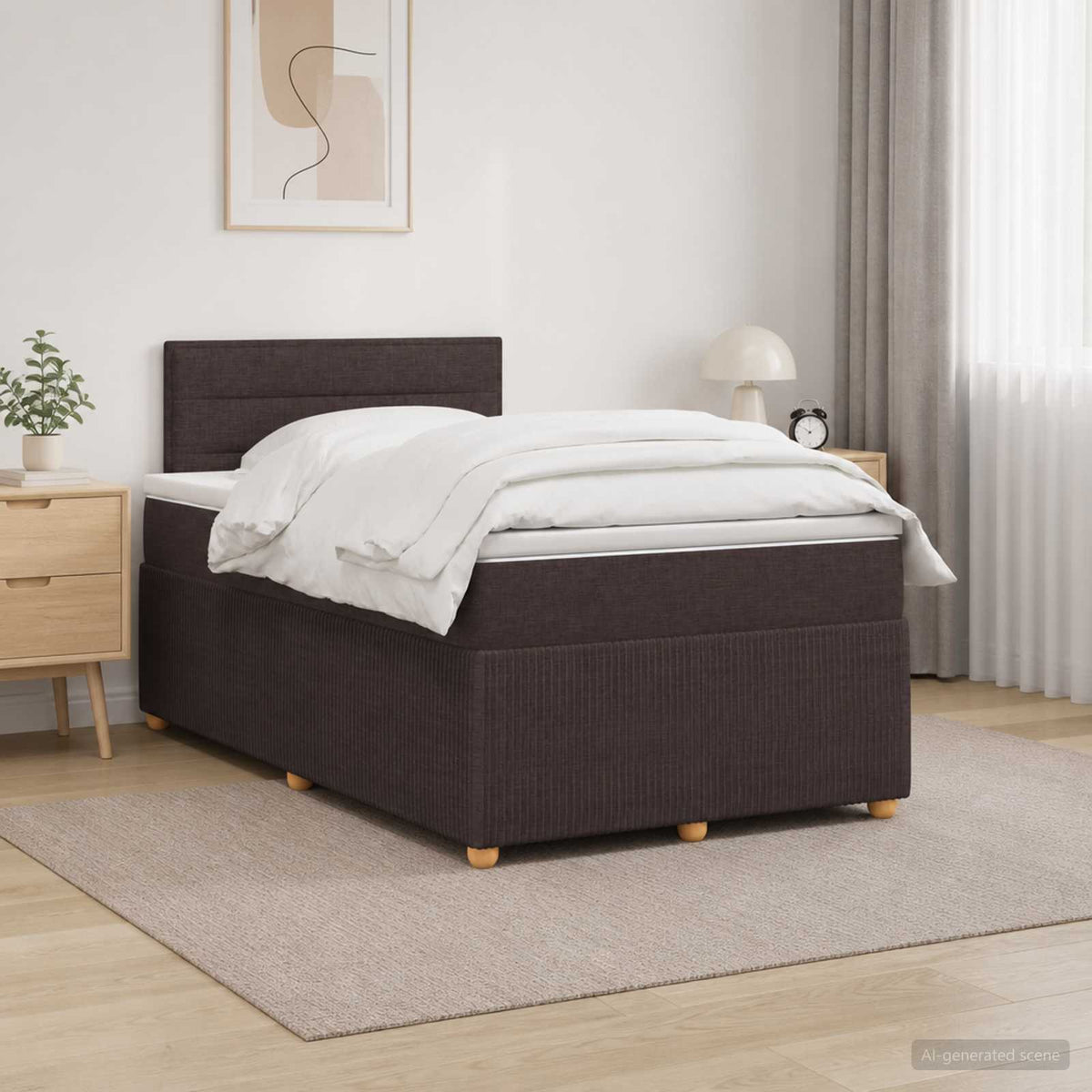 Letto box spring con materasso Marrone Scuro 120 x 200 cm | homemem39