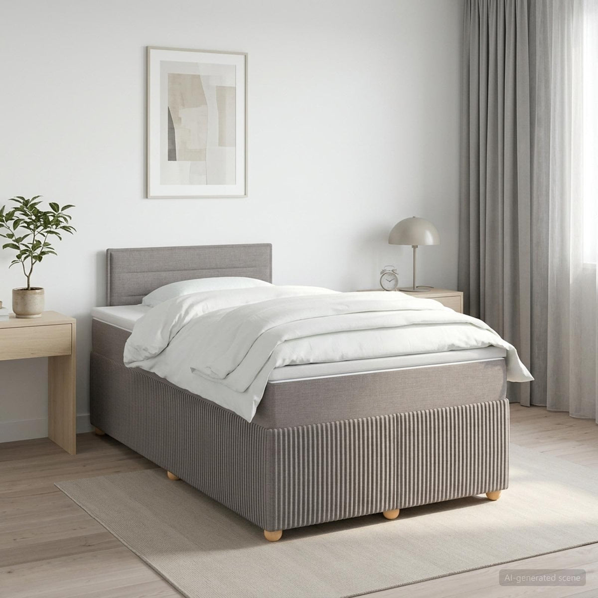 Letto box spring con materasso Tortora 120 x 190 cm Tessuto | homemem39