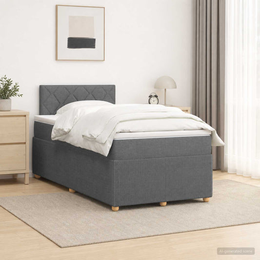 Letto box spring con materasso Grigio Scuro 120 x 190 cm - homemem39