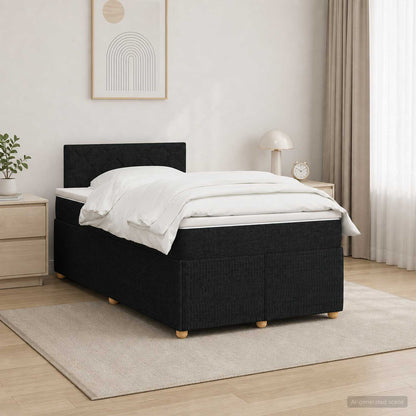 Letto box spring con materasso Nero 120 x 190 cm Tessuto