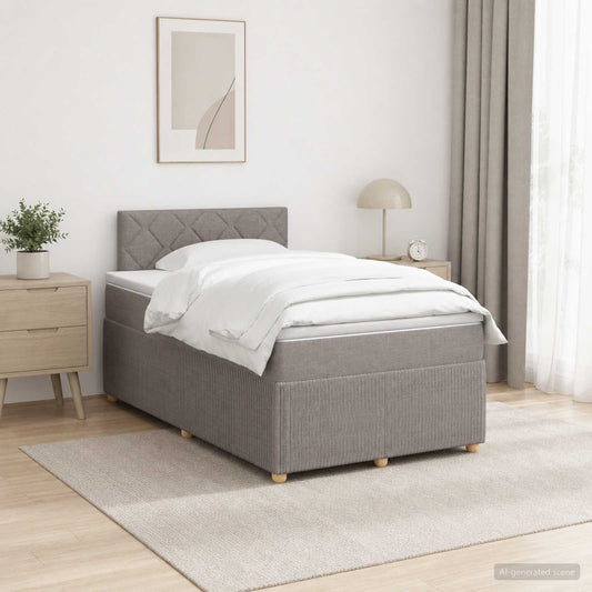 Letto box spring con materasso Tortora 120 x 190 cm Tessuto - homemem39