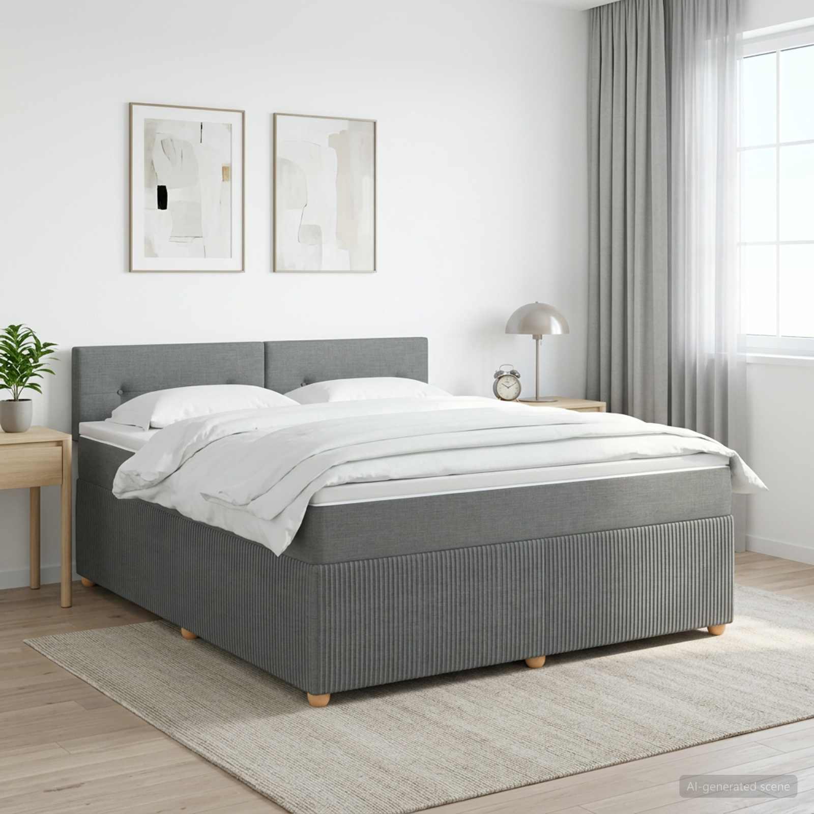 Letto box spring con materasso Grigio Scuro 180 x 200 cm | homemem39
