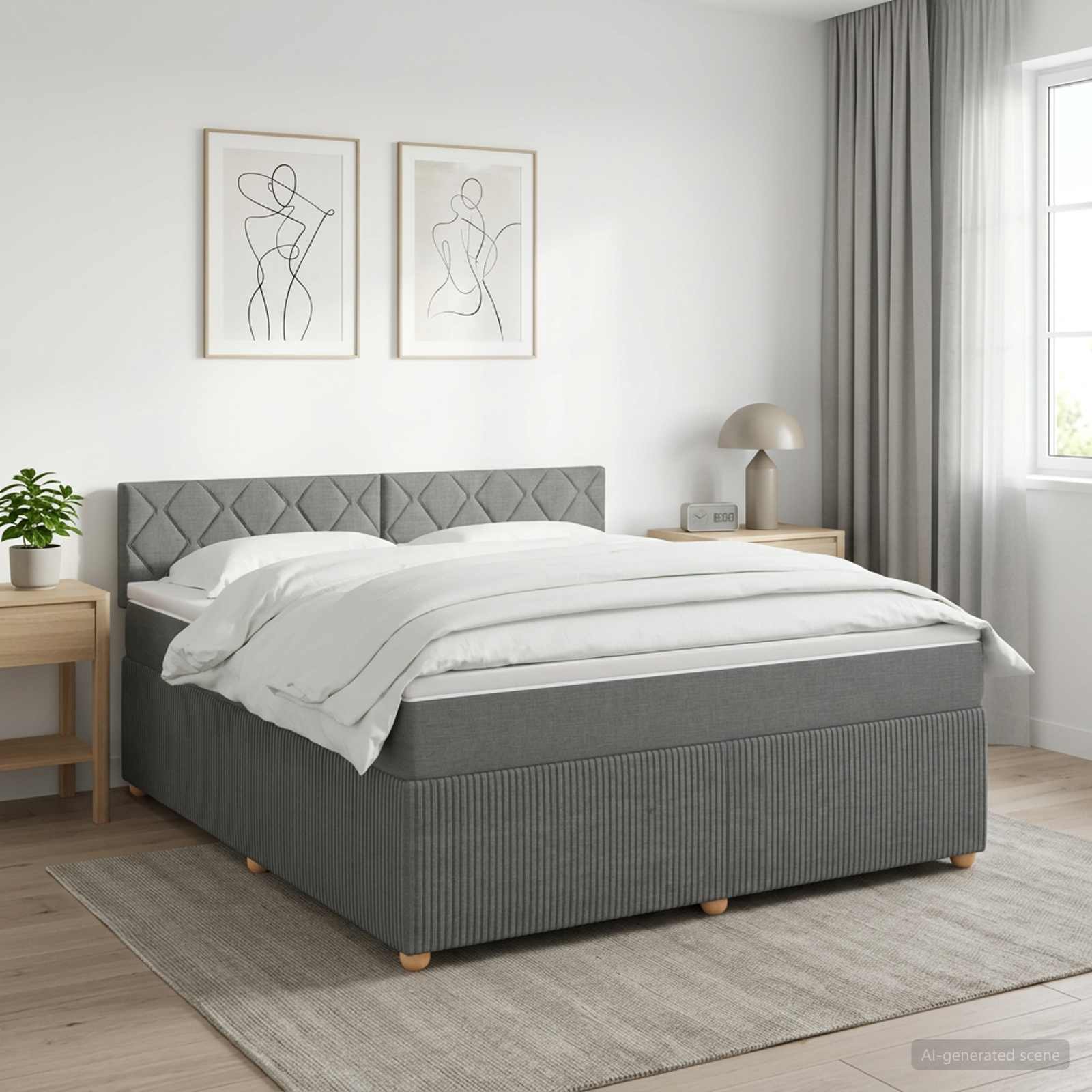Letto box spring con materasso Grigio Scuro 160 x 200 cm | homemem39