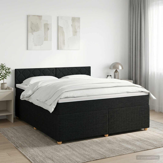 Letto box spring con materasso Nero 140 x 190 cm Tessuto | homemem39