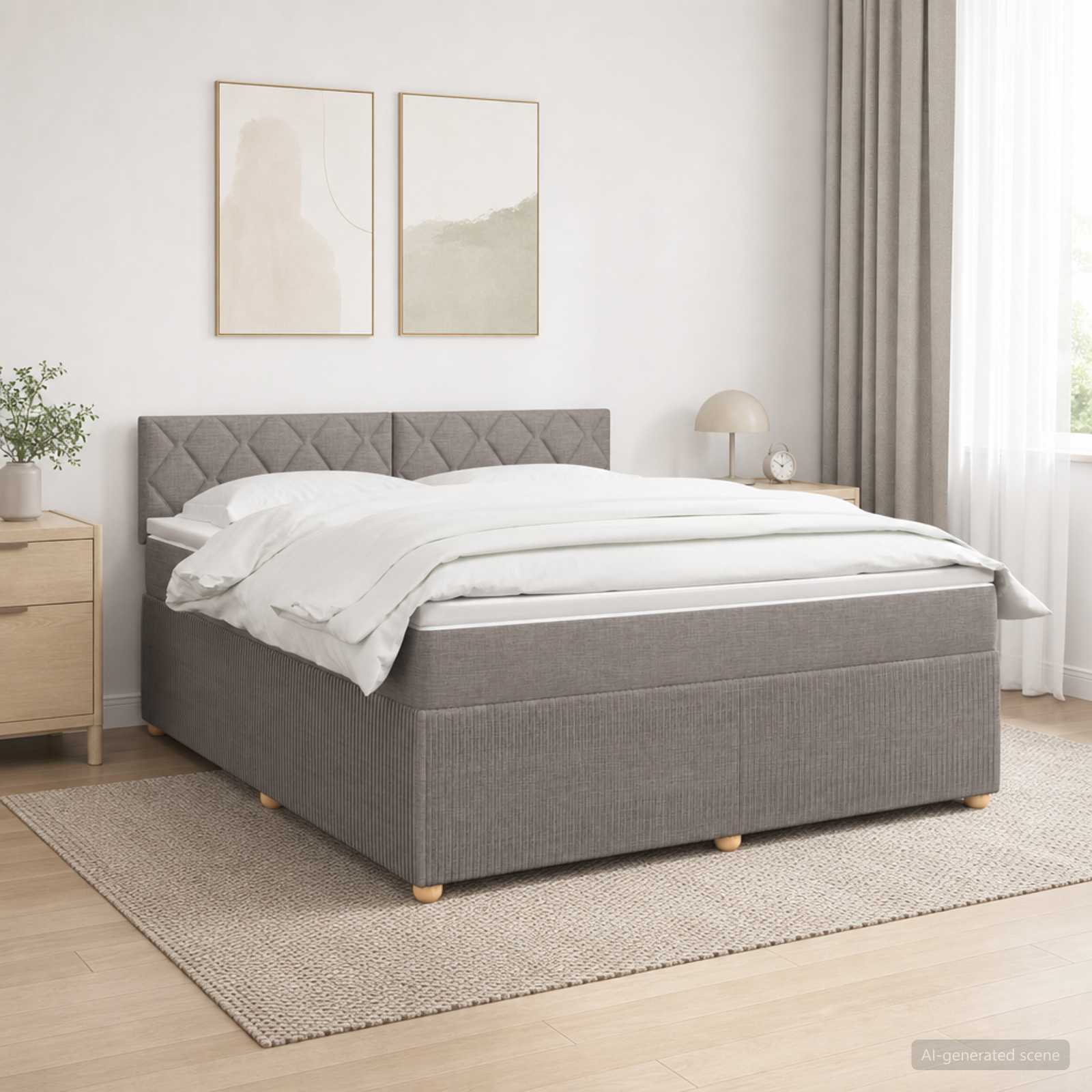 Letto box spring con materasso Tortora 160 x 200 cm Tessuto | homemem39