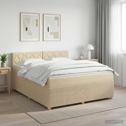 Letto box spring con materasso Crema 160 x 200 cm Tessuto | homemem39