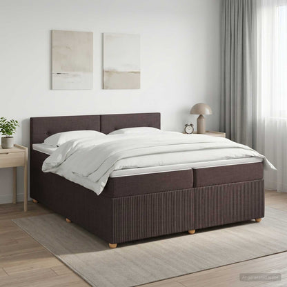 Letto box spring con materasso Marrone Scuro 200 x 200 cm