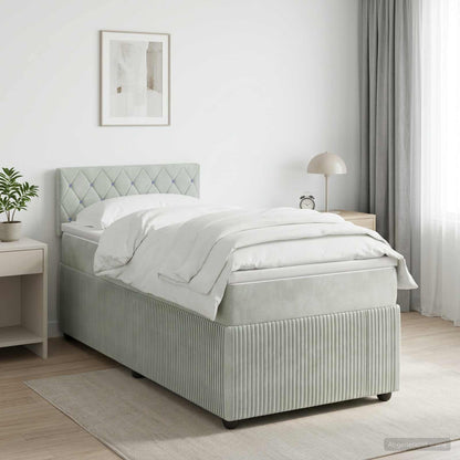Letto box spring con materasso Grigio Chiaro 90 x 190 cm
