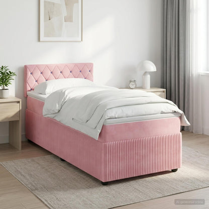 Letto box spring con materasso Rosa 80 x 200 cm Velluto | homemem39