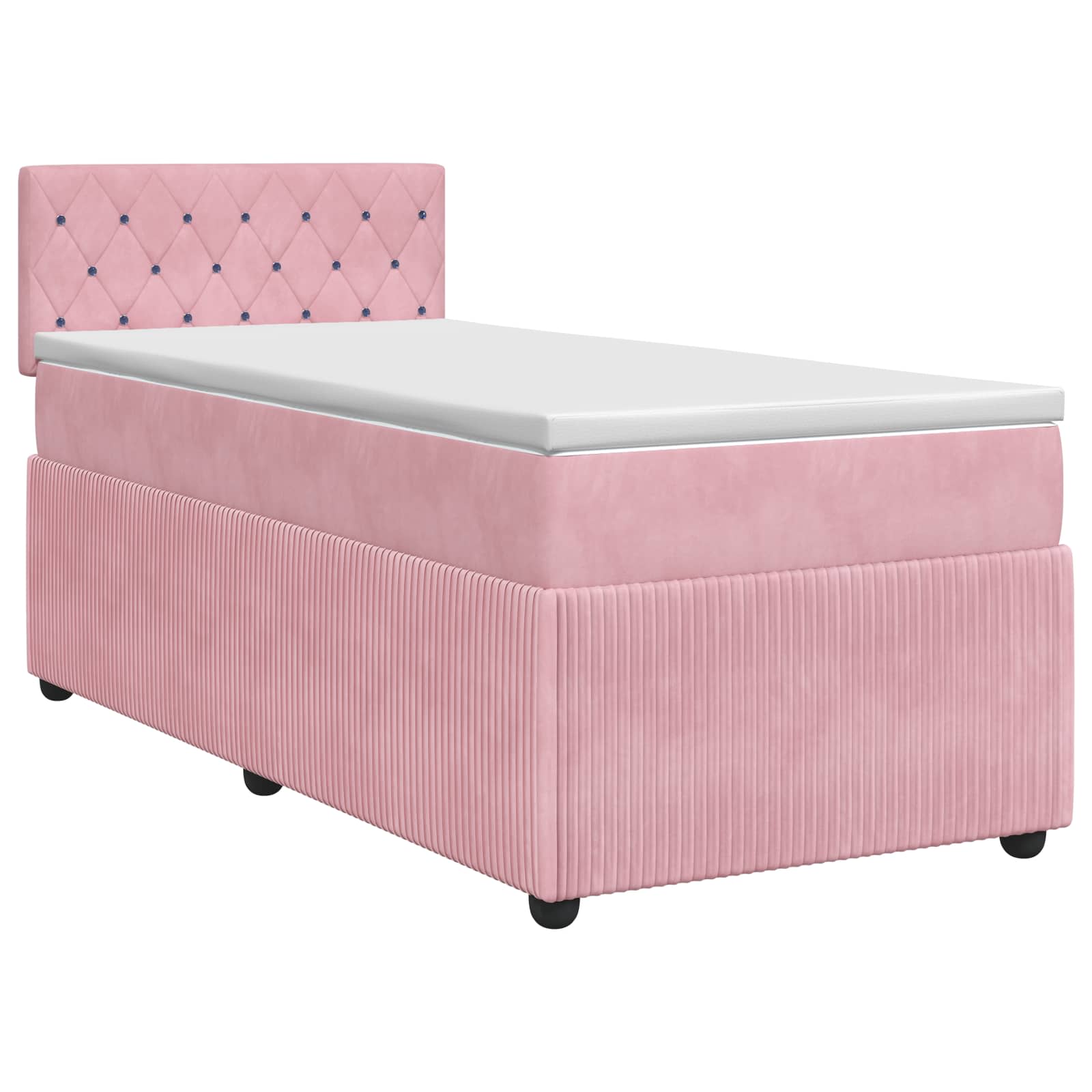 Letto box spring con materasso Rosa 80 x 200 cm Velluto | homemem39