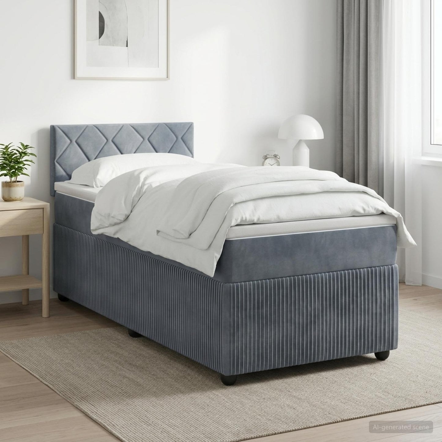 Letto box spring con materasso Grigio Scuro 100 x 200 cm | homemem39