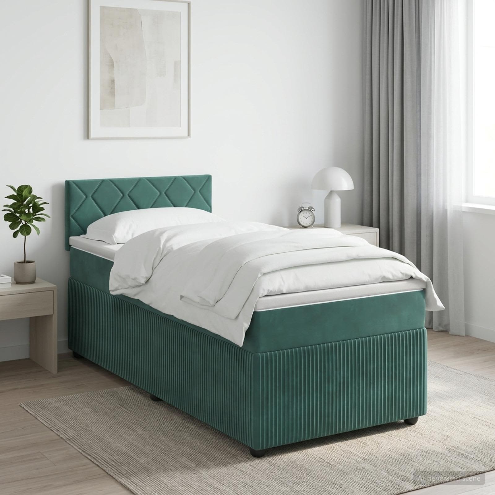 Letto box spring con materasso Verde Scuro 80 x 200 cm Velluto | homemem39