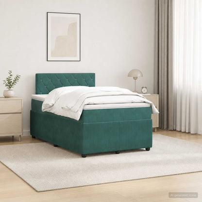 Letto box spring con materasso Verde Scuro 120 x 190 cm Velluto