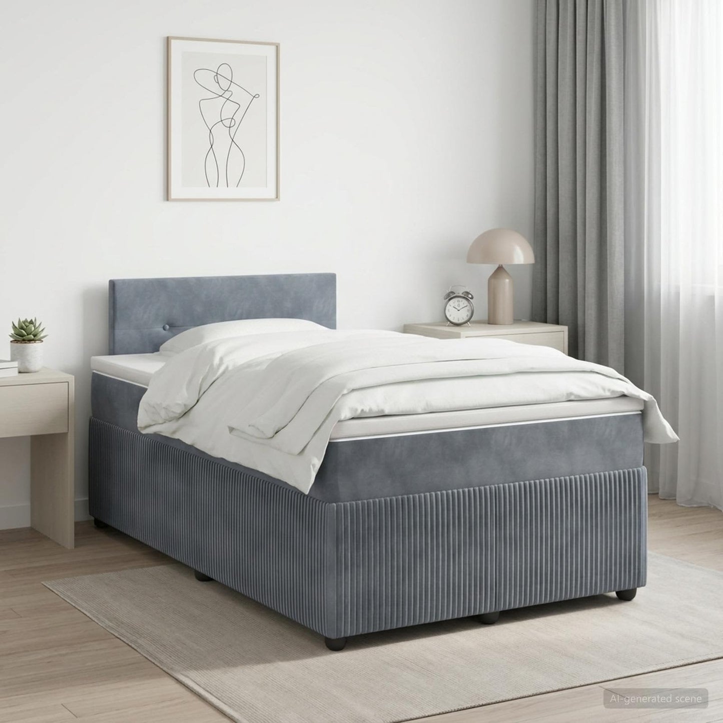 Letto box spring con materasso Grigio Scuro 120 x 200 cm