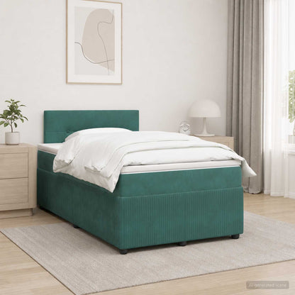 Letto box spring con materasso Verde Scuro 120 x 200 cm Velluto