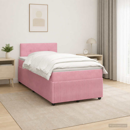 Letto box spring con materasso Rosa 120 x 190 cm Velluto | homemem39