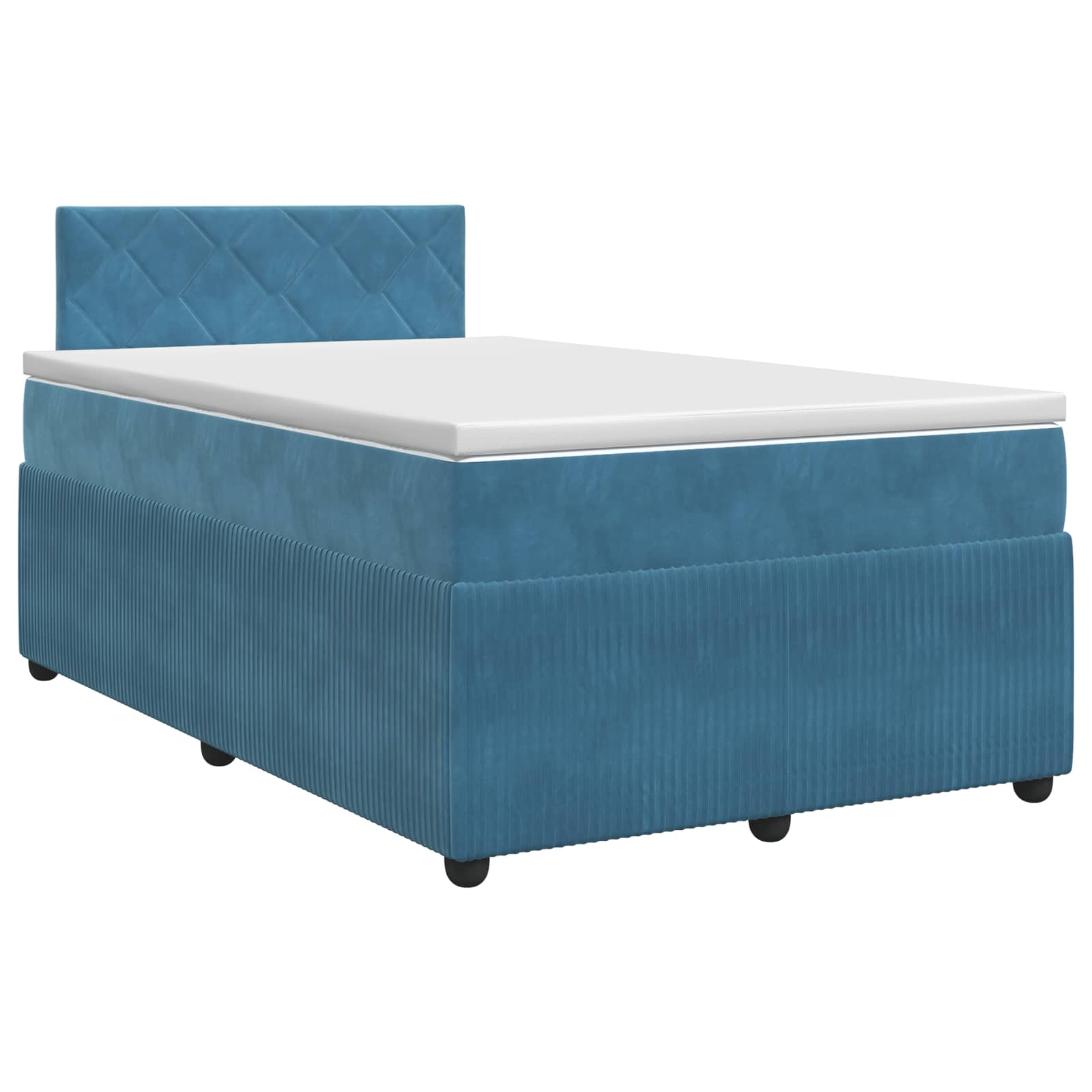 Letto box spring con materasso Blu 120 x 190 cm Velluto | homemem39