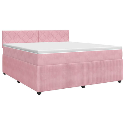 Letto box spring con materasso Rosa 160 x 200 cm Velluto | homemem39