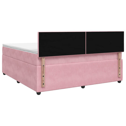 Letto box spring con materasso Rosa 160 x 200 cm Velluto | homemem39