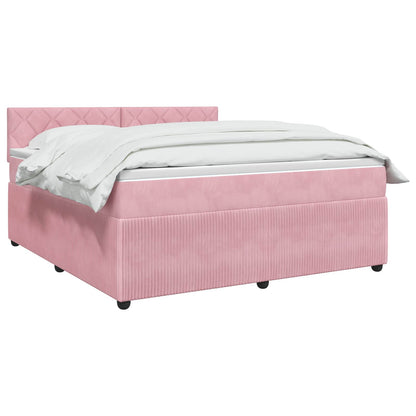 Letto box spring con materasso Rosa 160 x 200 cm Velluto | homemem39