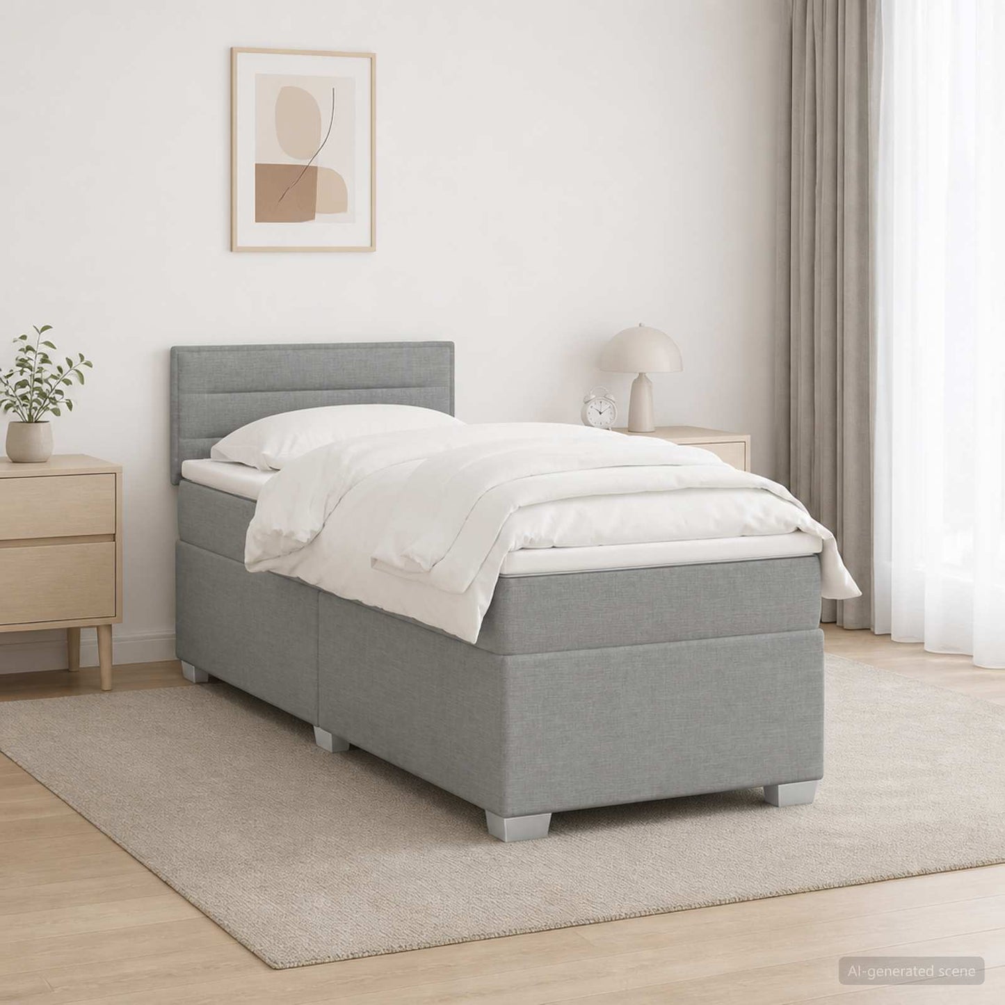 Letto con Box Spring, Materasso e LED Grigio Chiaro 80 x 200 cm