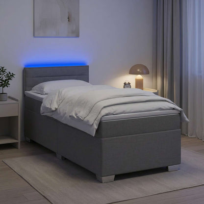 Letto con Box Spring, Materasso e LED Grigio Chiaro 80 x 200 cm