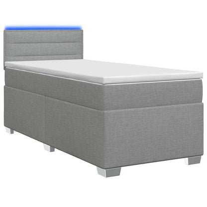 Letto con Box Spring, Materasso e LED Grigio Chiaro 80 x 200 cm