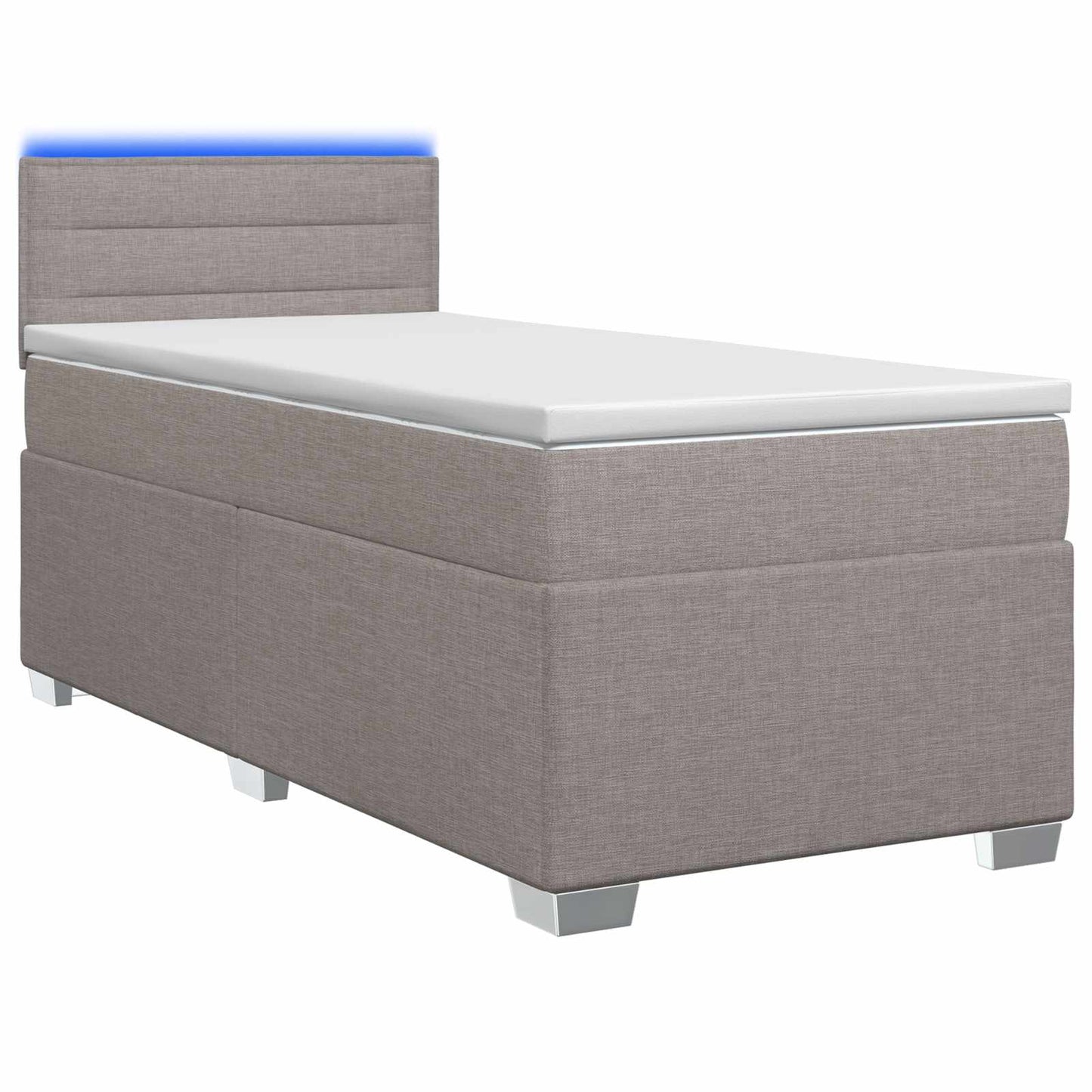 Letto con Box Spring, Materasso e LED Tortora 80 x 200 cm
