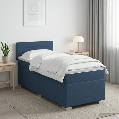 Letto con Box Spring, Materasso e LED Crema 80 x 200 cm Tessuto