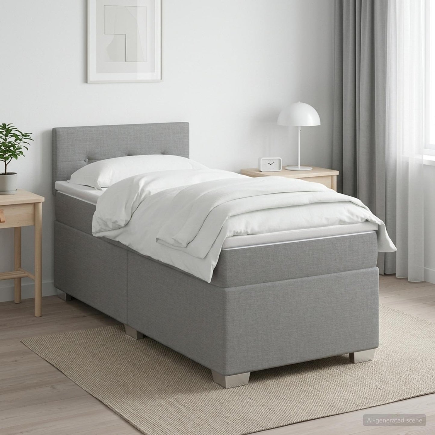Letto con Box Spring, Materasso e LED Grigio Chiaro 90 x 190 cm