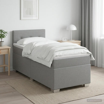 Letto con Box Spring, Materasso e LED Grigio Chiaro 90 x 190 cm
