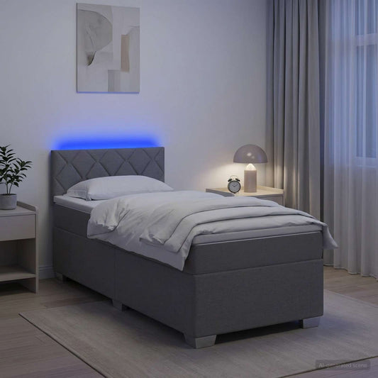 Letto con Box Spring, Materasso e LED Grigio Chiaro 80 x 200 cm - homemem39