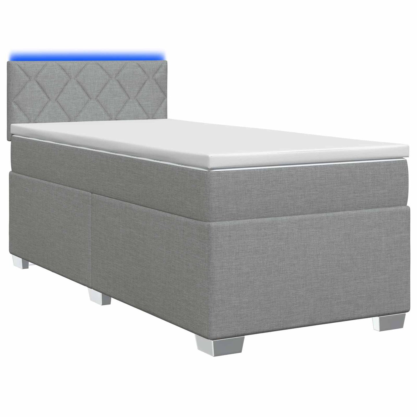 Letto con Box Spring, Materasso e LED Grigio Chiaro 80 x 200 cm