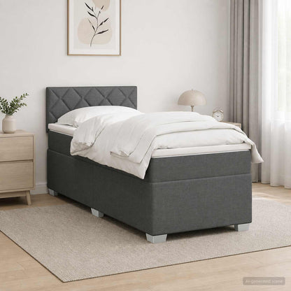 Letto con Box Spring, Materasso e LED Grigio Scuro 100 x 200 cm