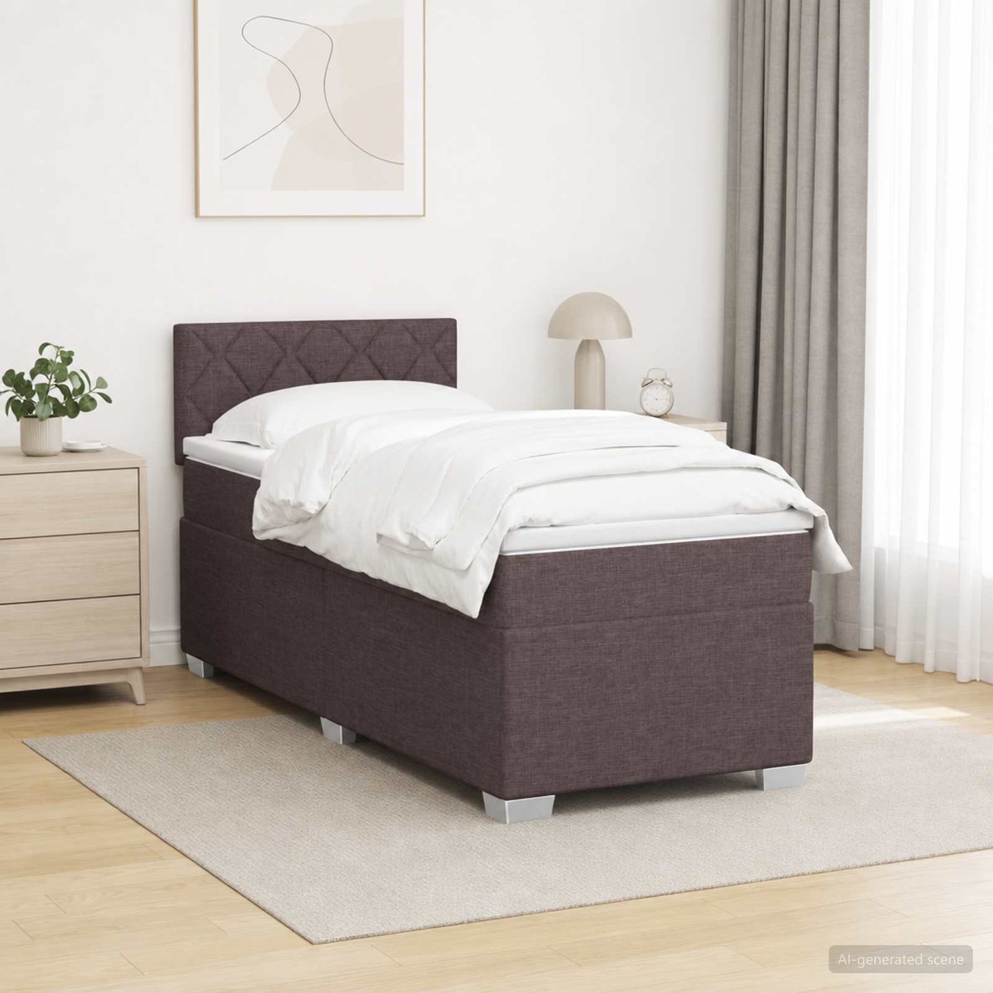 Letto con Box Spring, Materasso e LED Marrone Scuro 80 x 200 cm