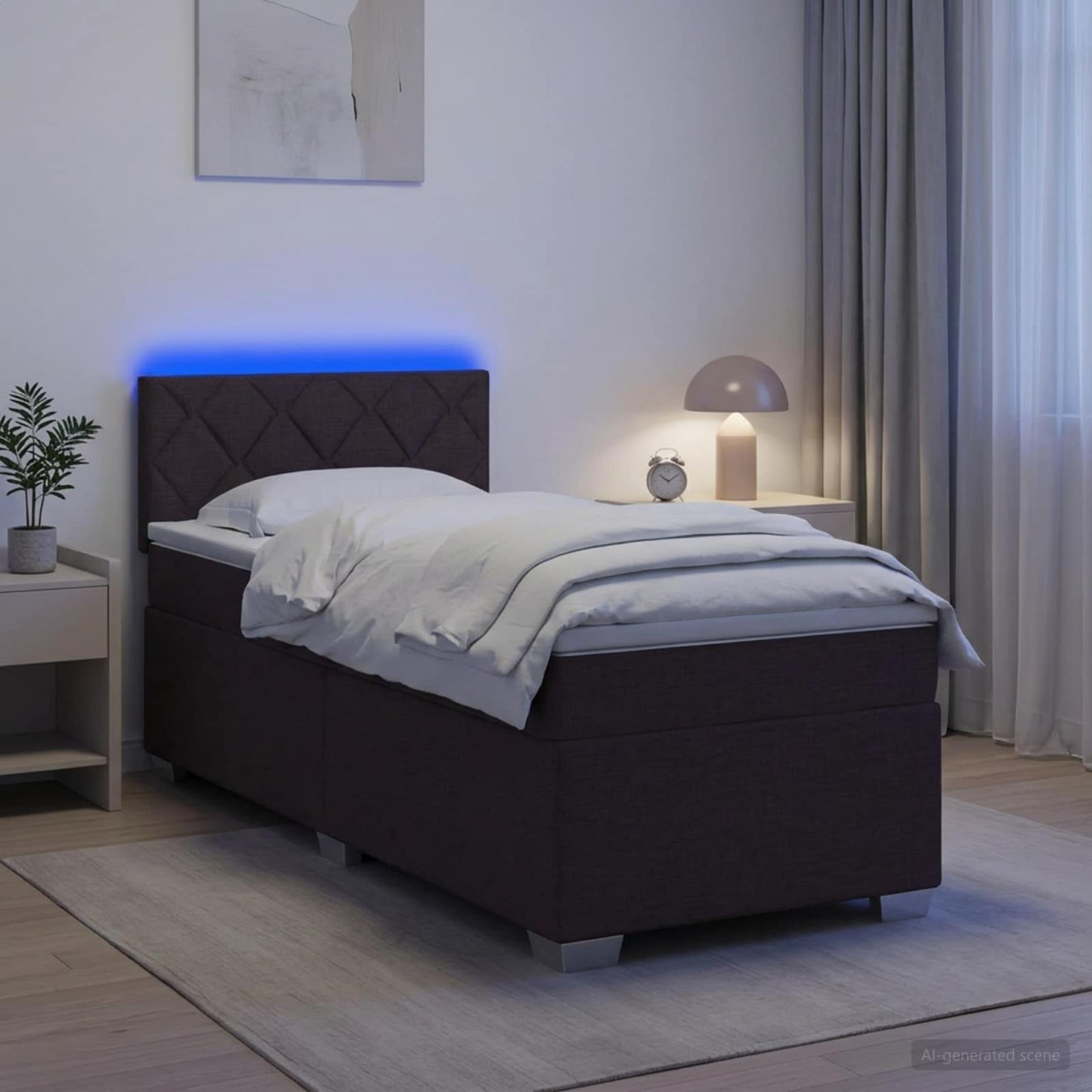 Letto con Box Spring, Materasso e LED Marrone Scuro 80 x 200 cm