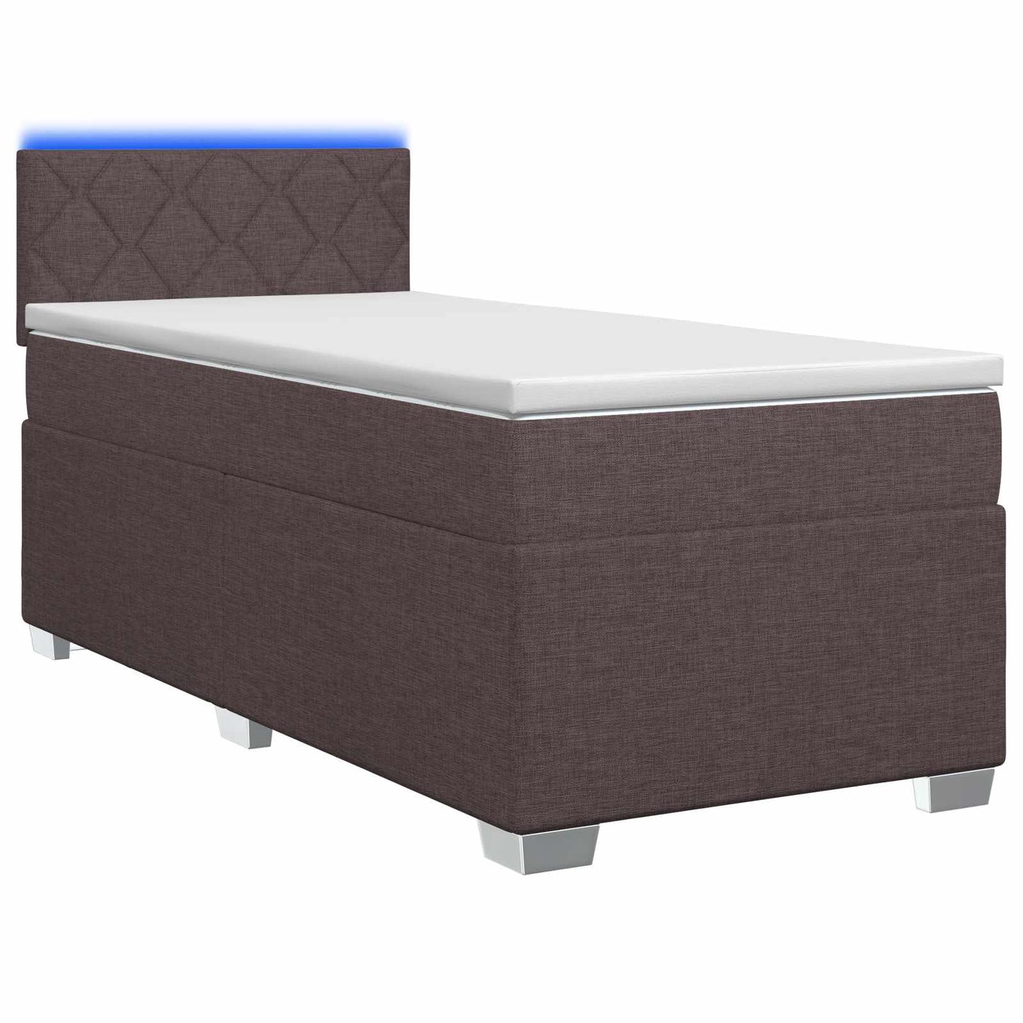 Letto con Box Spring, Materasso e LED Marrone Scuro 80 x 200 cm