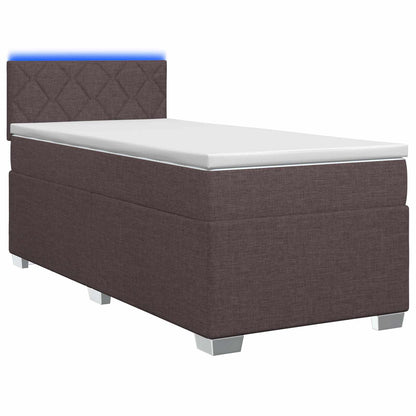 Letto con Box Spring, Materasso e LED Marrone Scuro 80 x 200 cm