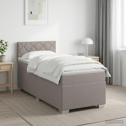 Letto con Box Spring, Materasso e LED Tortora 100 x 200 cm