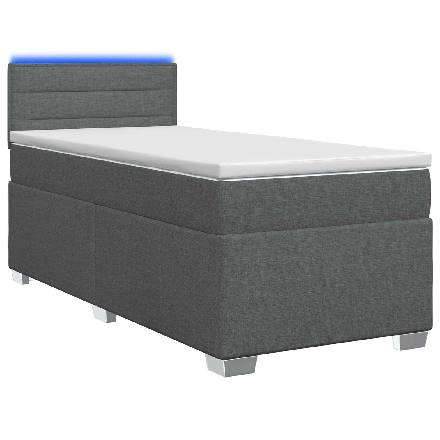 Letto con Box Spring, Materasso e LED Grigio Scuro 90 x 190 cm
