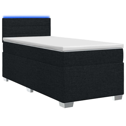 Letto con Box Spring, Materasso e LED Nero 90 x 190 cm Tessuto