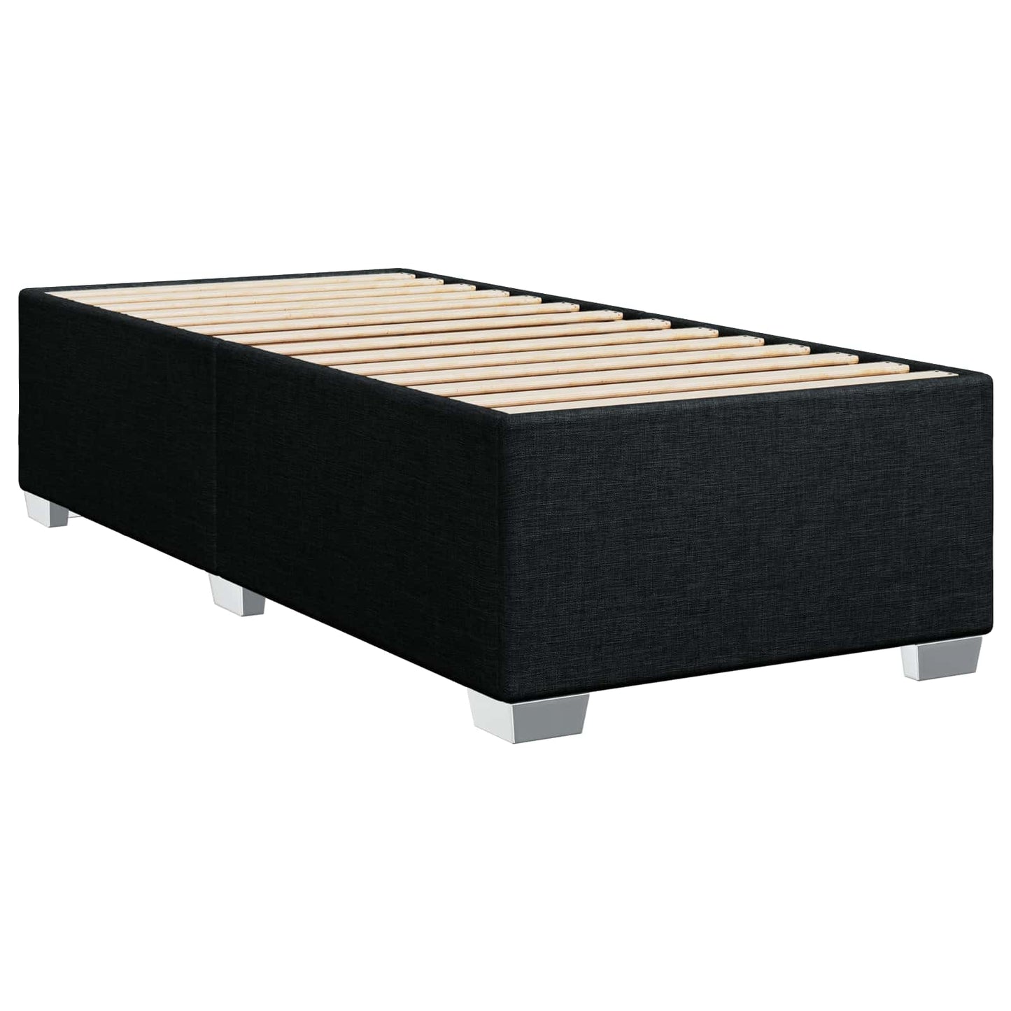 Letto con Box Spring, Materasso e LED Nero 90 x 190 cm Tessuto