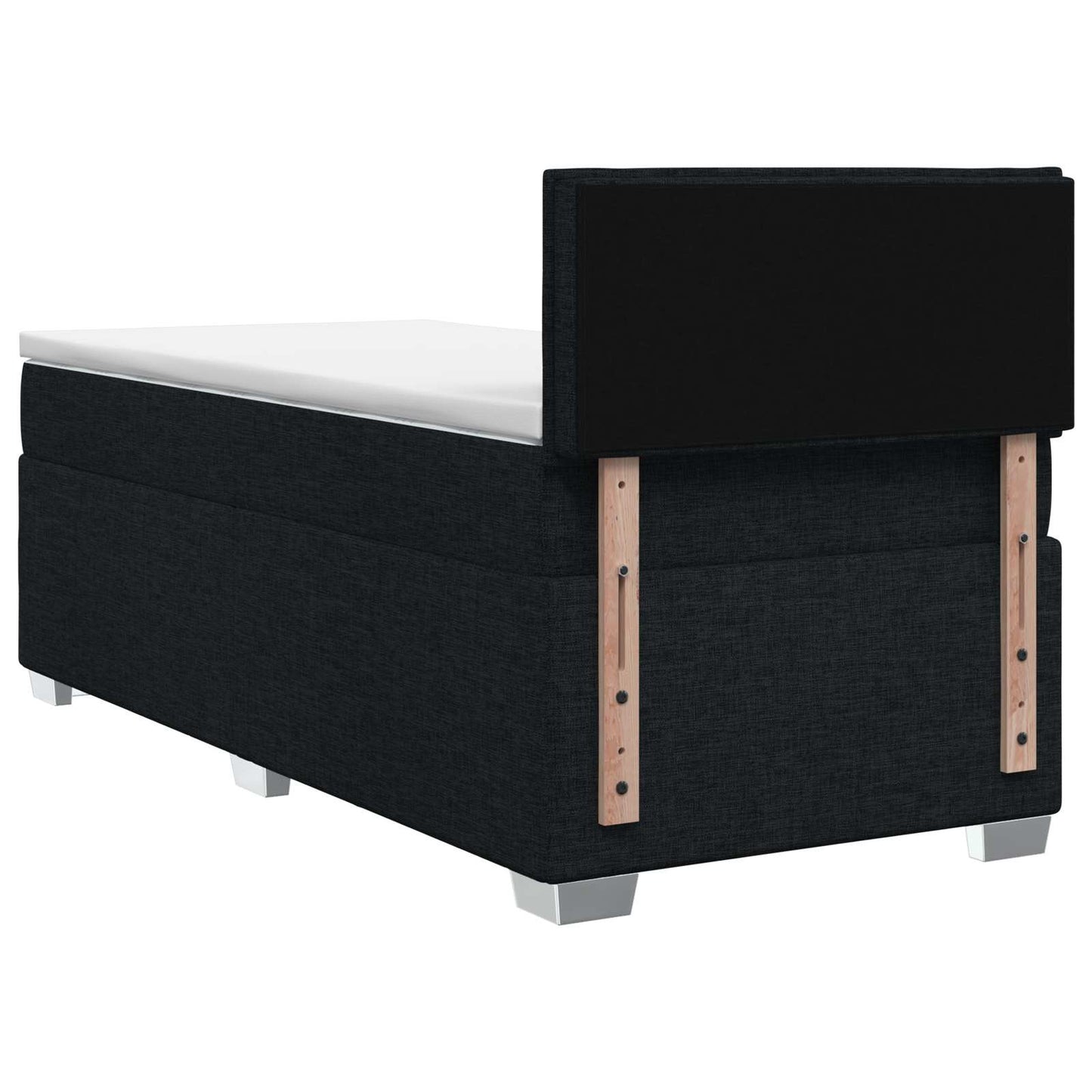 Letto con Box Spring, Materasso e LED Nero 90 x 190 cm Tessuto