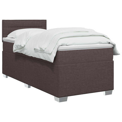 Letto con Box Spring, Materasso e LED Marrone Scuro 90 x 190 cm