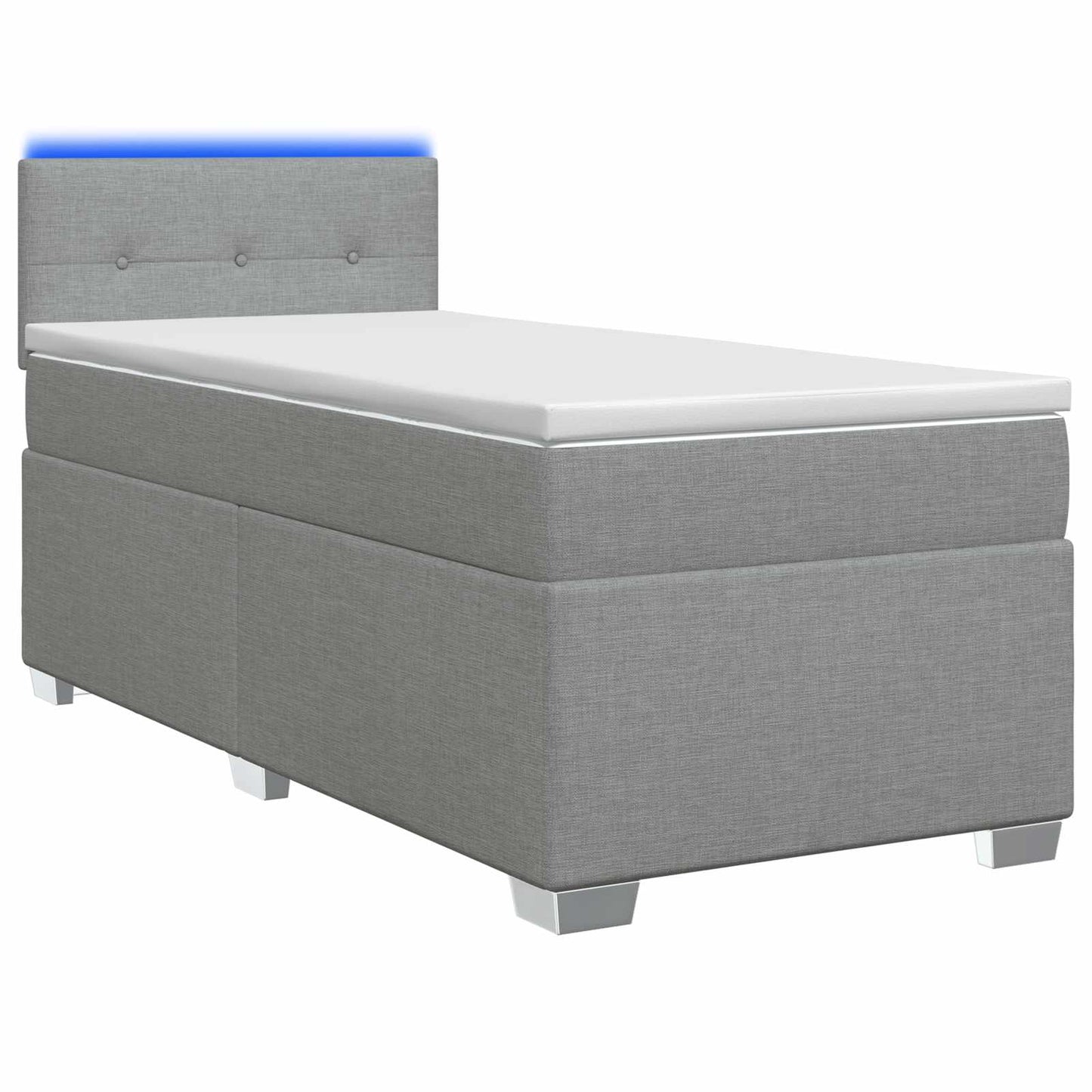 Letto con Box Spring, Materasso e LED Grigio Chiaro 90 x 190 cm