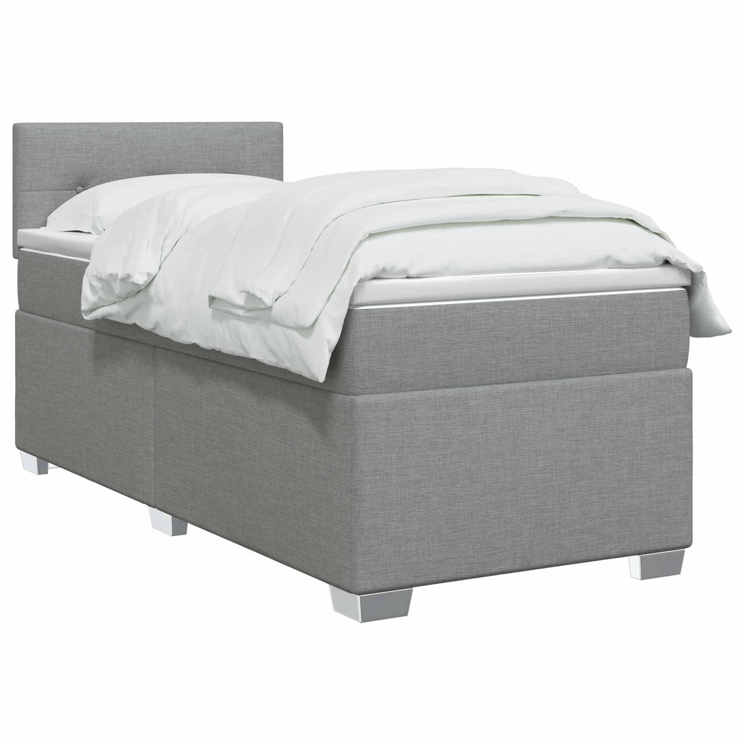 Letto con Box Spring, Materasso e LED Grigio Chiaro 90 x 190 cm