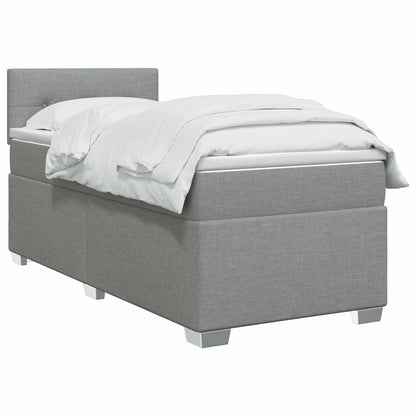 Letto con Box Spring, Materasso e LED Grigio Chiaro 90 x 190 cm