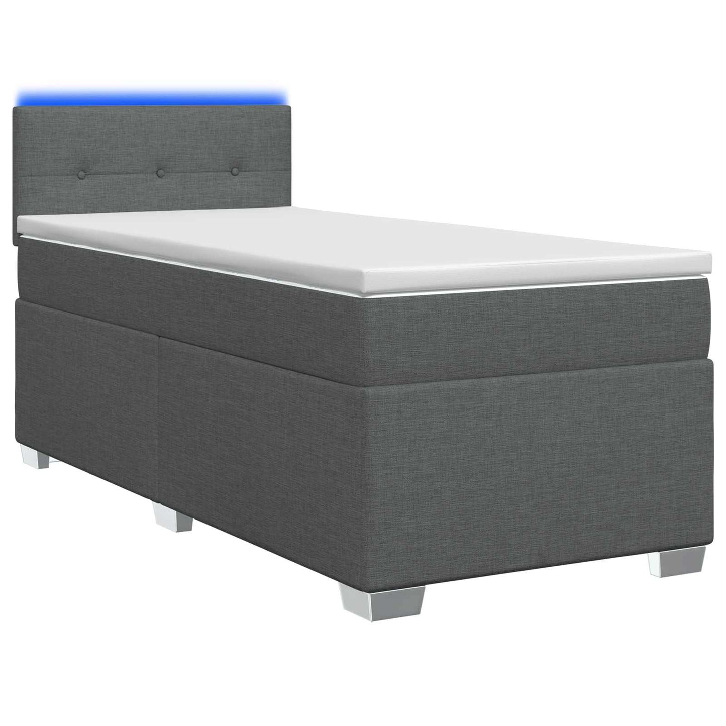 Letto con Box Spring, Materasso e LED Grigio Scuro 90 x 190 cm