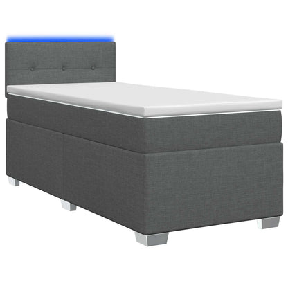 Letto con Box Spring, Materasso e LED Grigio Scuro 90 x 190 cm