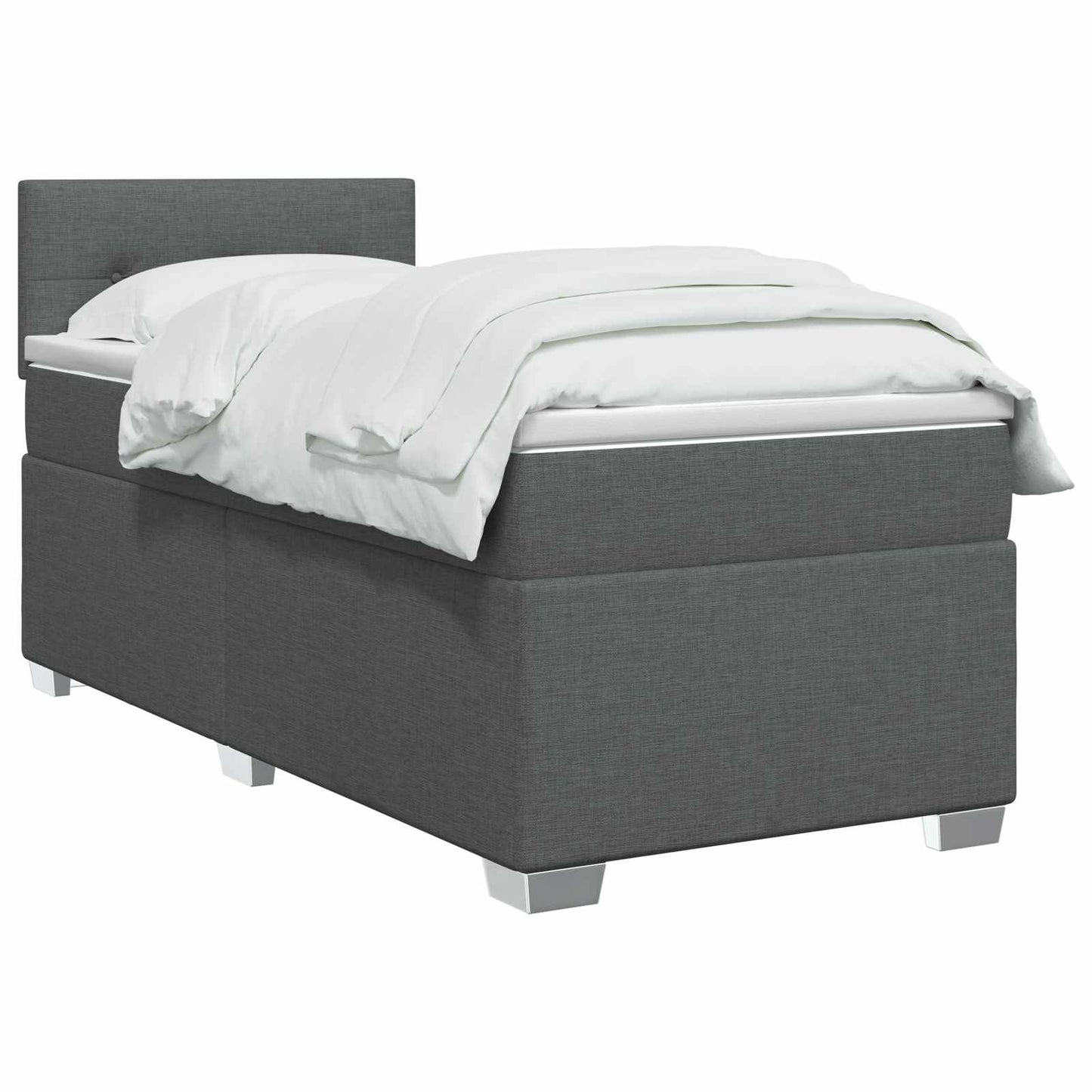 Letto con Box Spring, Materasso e LED Grigio Scuro 90 x 190 cm